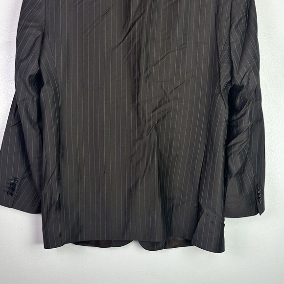 Galante Uomo Super 120s Wool Blazer 46L Brown Stripe Blazer Coat Jacket - Picture 7 of 13